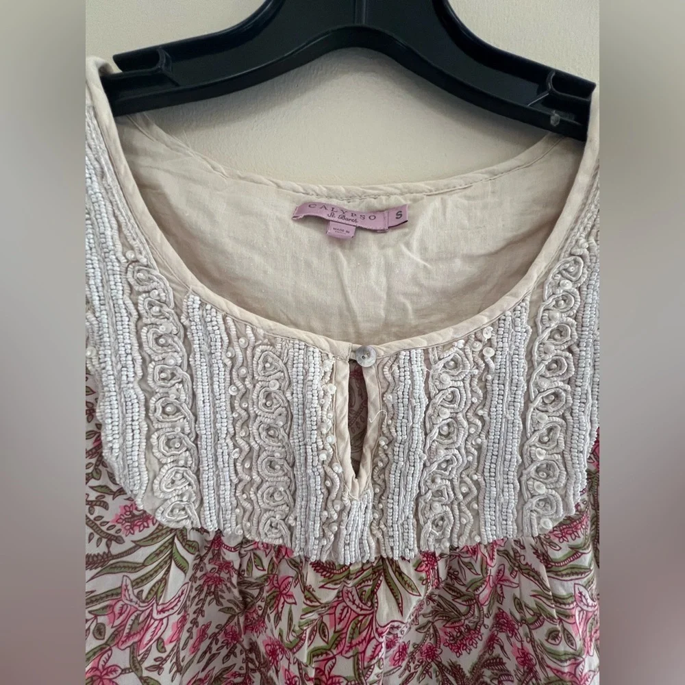 Calypso St. Barth Beige pink and cream with lace and beaded details. - Picture 4 of 11